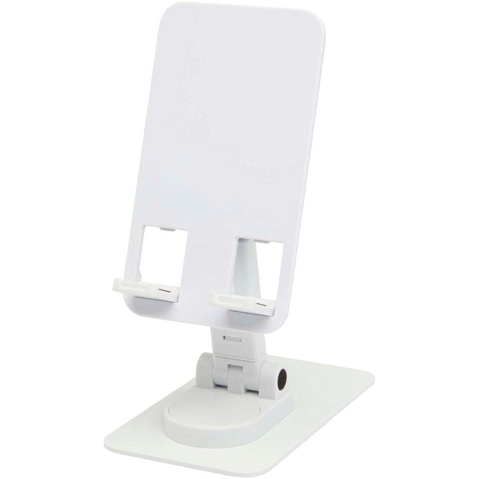 Supporto per telefono pieghevole in plastica riciclata con supporto da tavolo in metallo Alhena personalizzato con logo - Pubblienne