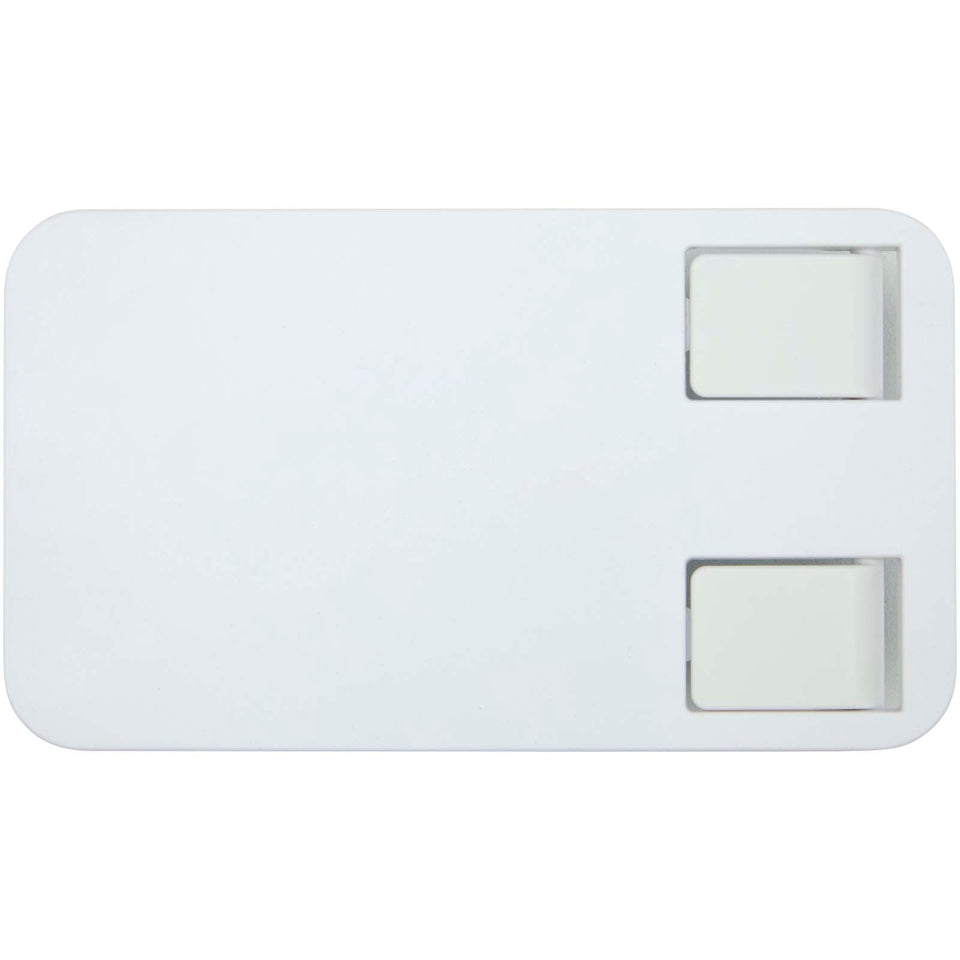 Supporto per telefono pieghevole in plastica riciclata con supporto da tavolo in metallo Alhena personalizzato con logo - Pubblienne