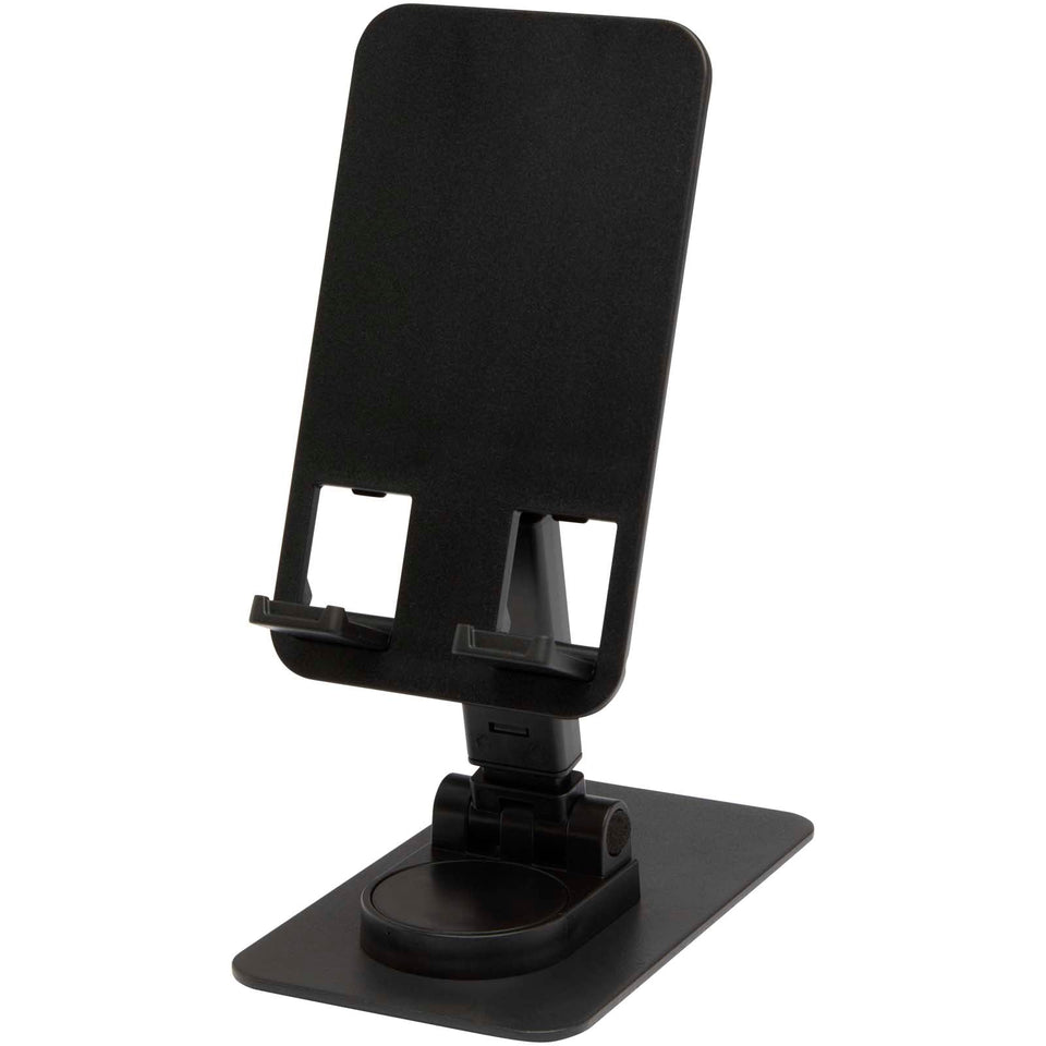 Supporto per telefono pieghevole in plastica riciclata con supporto da tavolo in metallo Alhena personalizzato con logo - Pubblienne