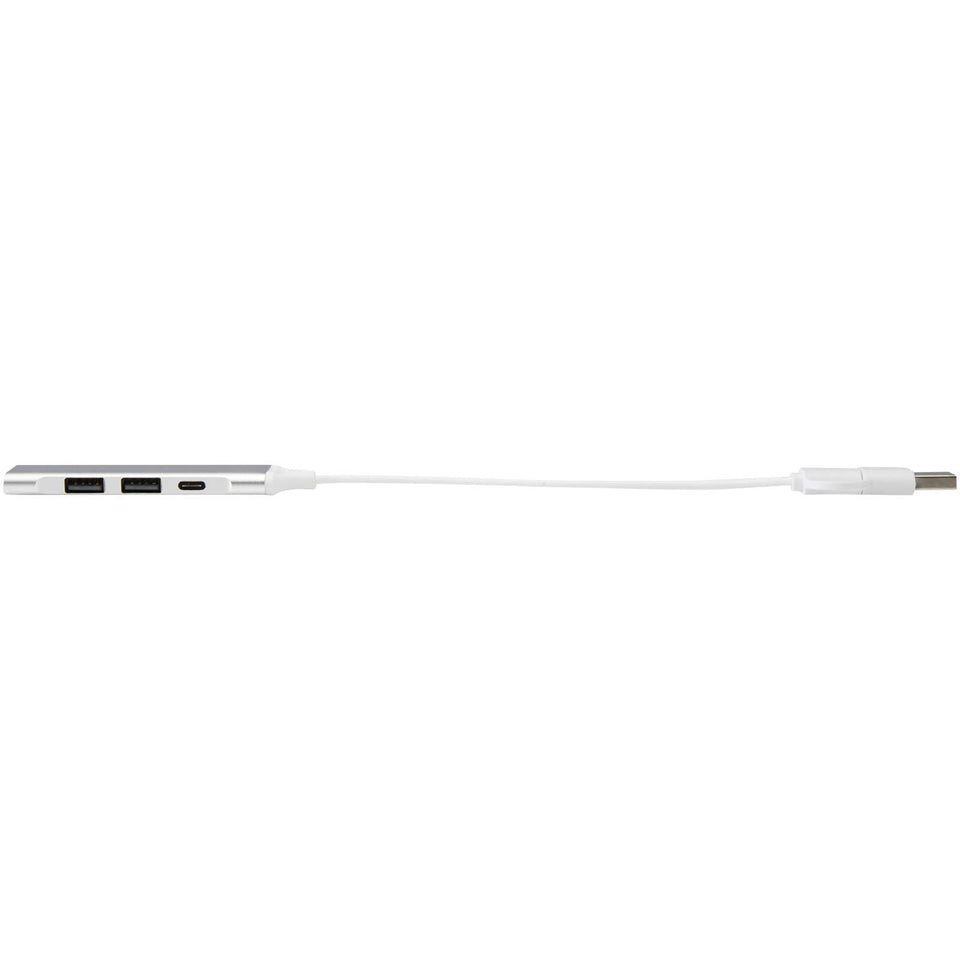 Hub USB-A e Tipo-C a 4 porte in alluminio riciclato con doppio ingresso Alkaid personalizzato con logo - Pubblienne