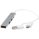 Hub USB-A e Tipo-C a 4 porte in alluminio riciclato con doppio ingresso Alkaid personalizzato con logo - Pubblienne