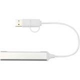 Hub USB-A e Tipo-C a 4 porte in alluminio riciclato con doppio ingresso Alkaid personalizzato con logo - Pubblienne