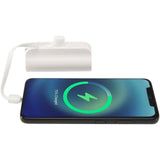 Power bank Tipo-C da 5.000 mAh e 10 W in plastica riciclata con supporto ribaltabile integrato e cavo 2 in 1 Alnair personalizzato con logo - Pubblienne