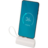 Power bank Tipo-C da 5.000 mAh e 10 W in plastica riciclata con supporto ribaltabile integrato e cavo 2 in 1 Alnair personalizzato con logo - Pubblienne