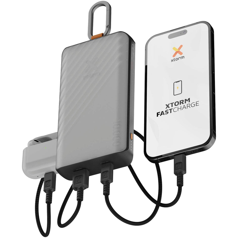 Power bank a energia solare da 10.000 mAh 15 W con luce Xtorm XG2S101 Go2 personalizzato con logo - Pubblienne