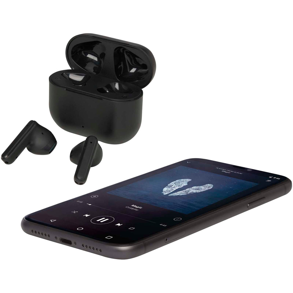 Cuffie Bluetooth® True Wireless in plastica riciclata Altais personalizzato con logo - Pubblienne