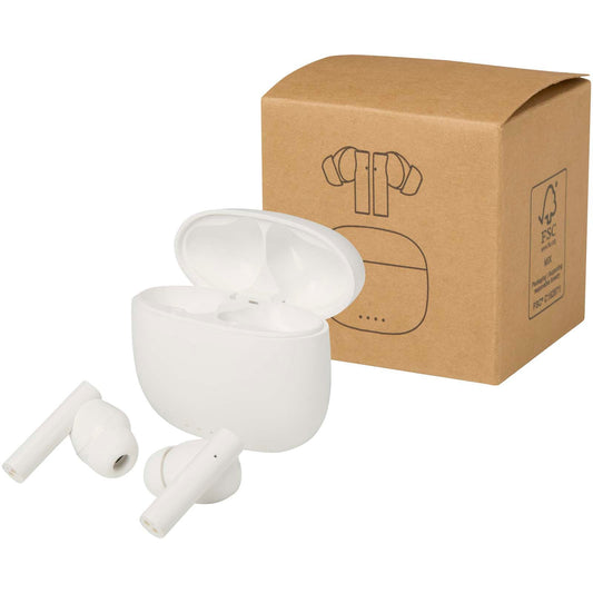 Cuffie Bluetooth® True Wireless in plastica riciclata con inserti auricolari in silicone Alterf personalizzato con logo - Pubblienne