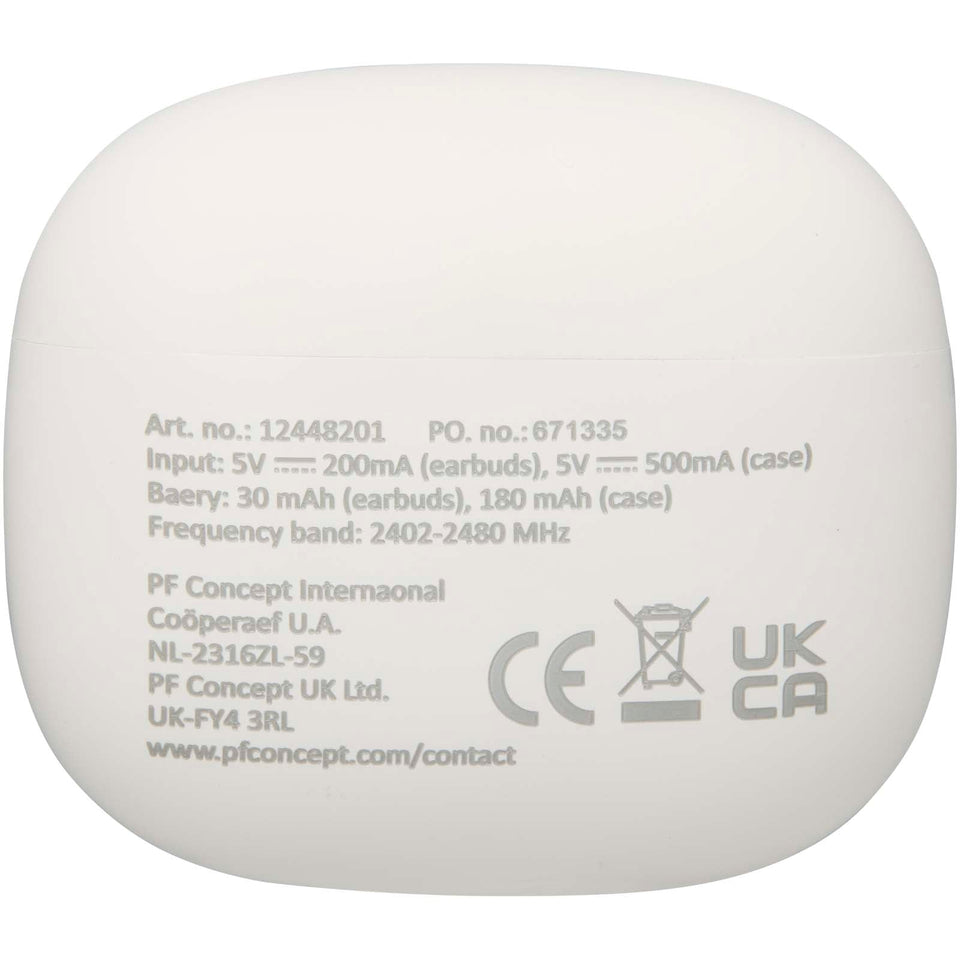 Cuffie Bluetooth® True Wireless in plastica riciclata con inserti auricolari in silicone Alterf personalizzato con logo - Pubblienne