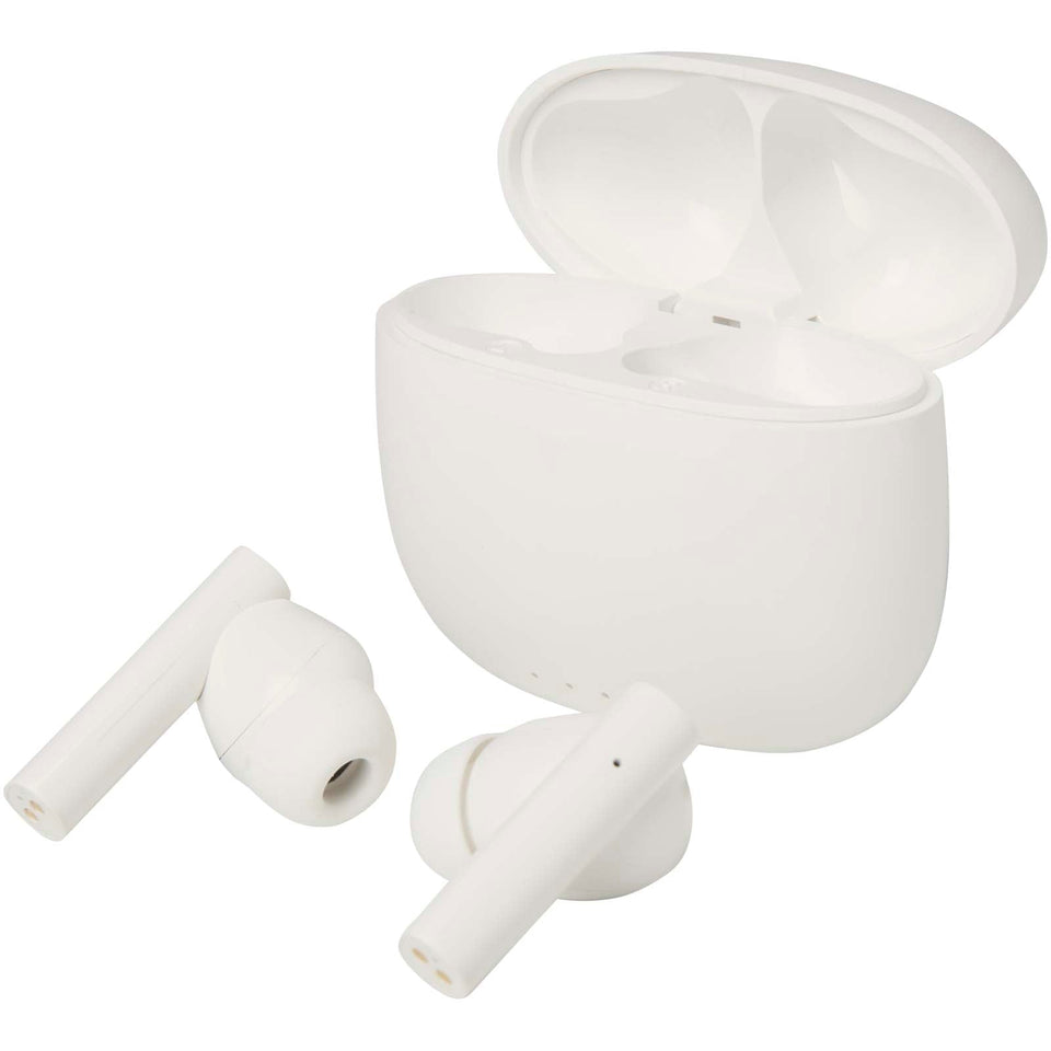 Cuffie Bluetooth® True Wireless in plastica riciclata con inserti auricolari in silicone Alterf personalizzato con logo - Pubblienne