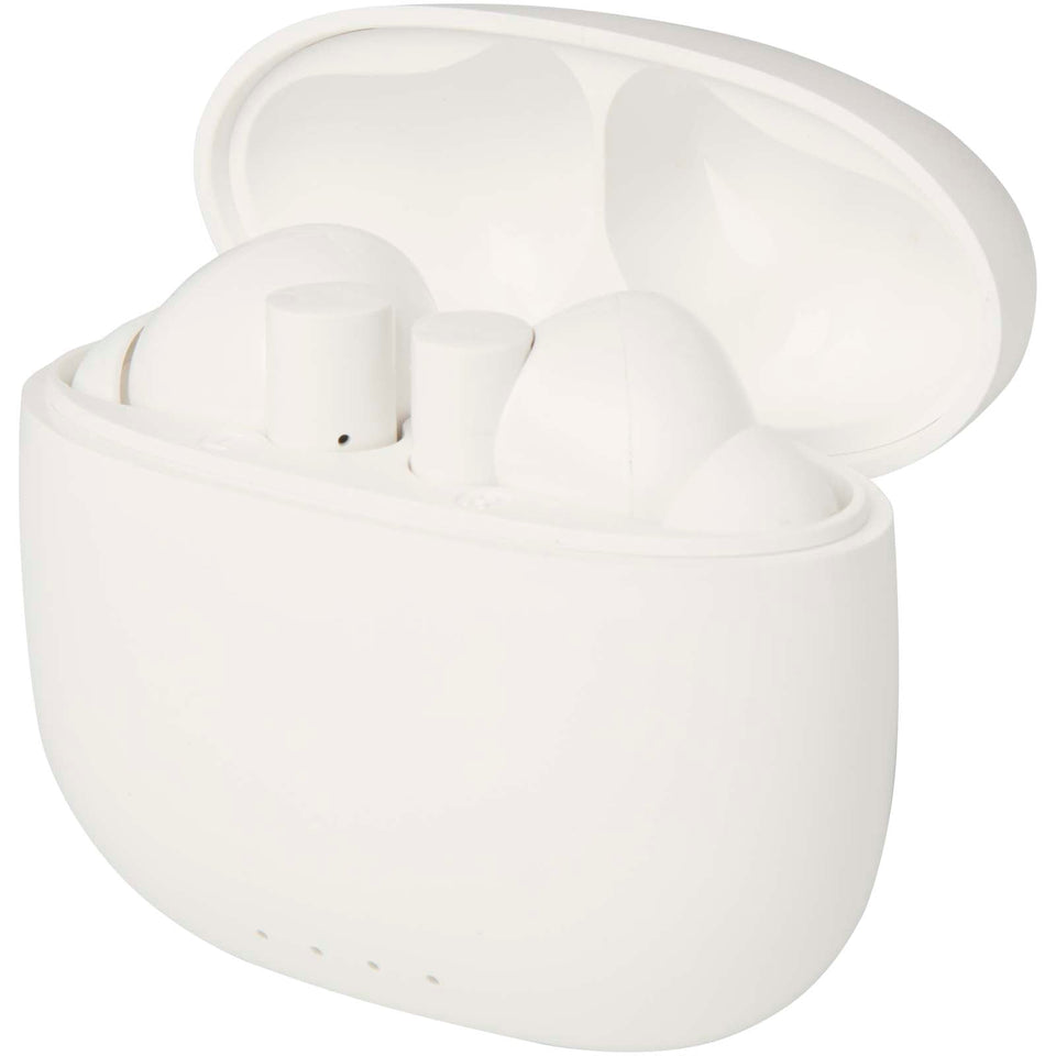 Cuffie Bluetooth® True Wireless in plastica riciclata con inserti auricolari in silicone Alterf personalizzato con logo - Pubblienne