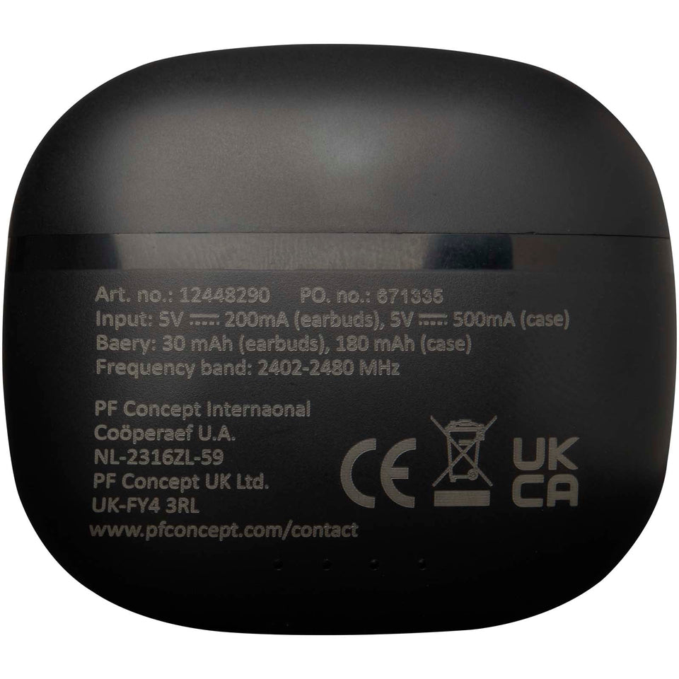 Cuffie Bluetooth® True Wireless in plastica riciclata con inserti auricolari in silicone Alterf personalizzato con logo - Pubblienne
