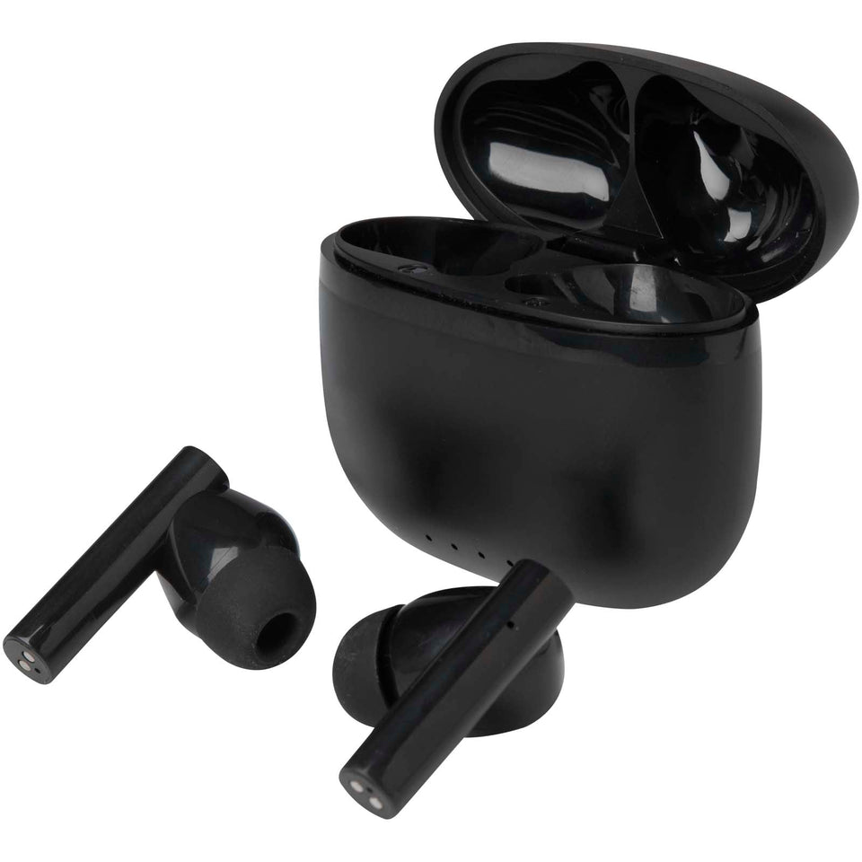 Cuffie Bluetooth® True Wireless in plastica riciclata con inserti auricolari in silicone Alterf personalizzato con logo - Pubblienne