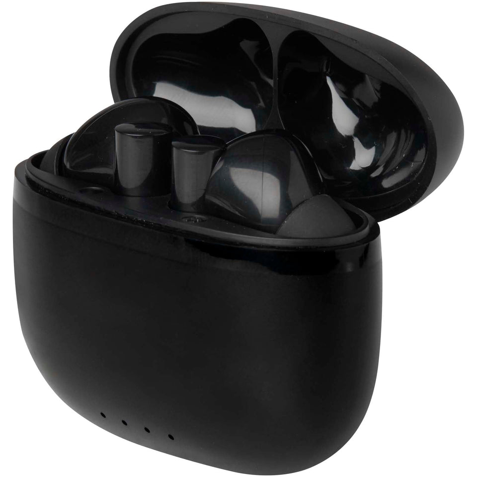 Cuffie Bluetooth® True Wireless in plastica riciclata con inserti auricolari in silicone Alterf personalizzato con logo - Pubblienne