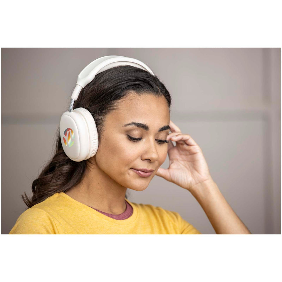 Cuffie Bluetooth® over-ear wireless in plastica riciclata Alzir personalizzato con logo - Pubblienne