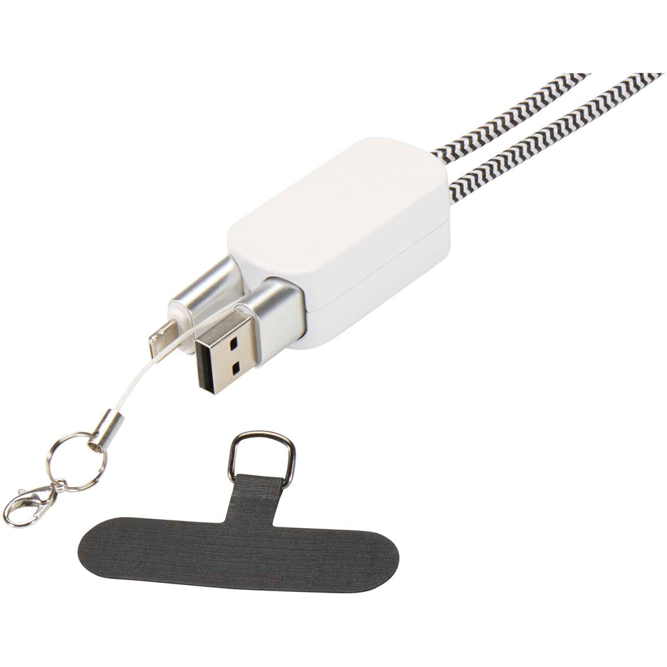 Lanyard per smartphone in plastica riciclata con cavo integrato 5-in-1 da 27 W Anser personalizzato con logo - Pubblienne