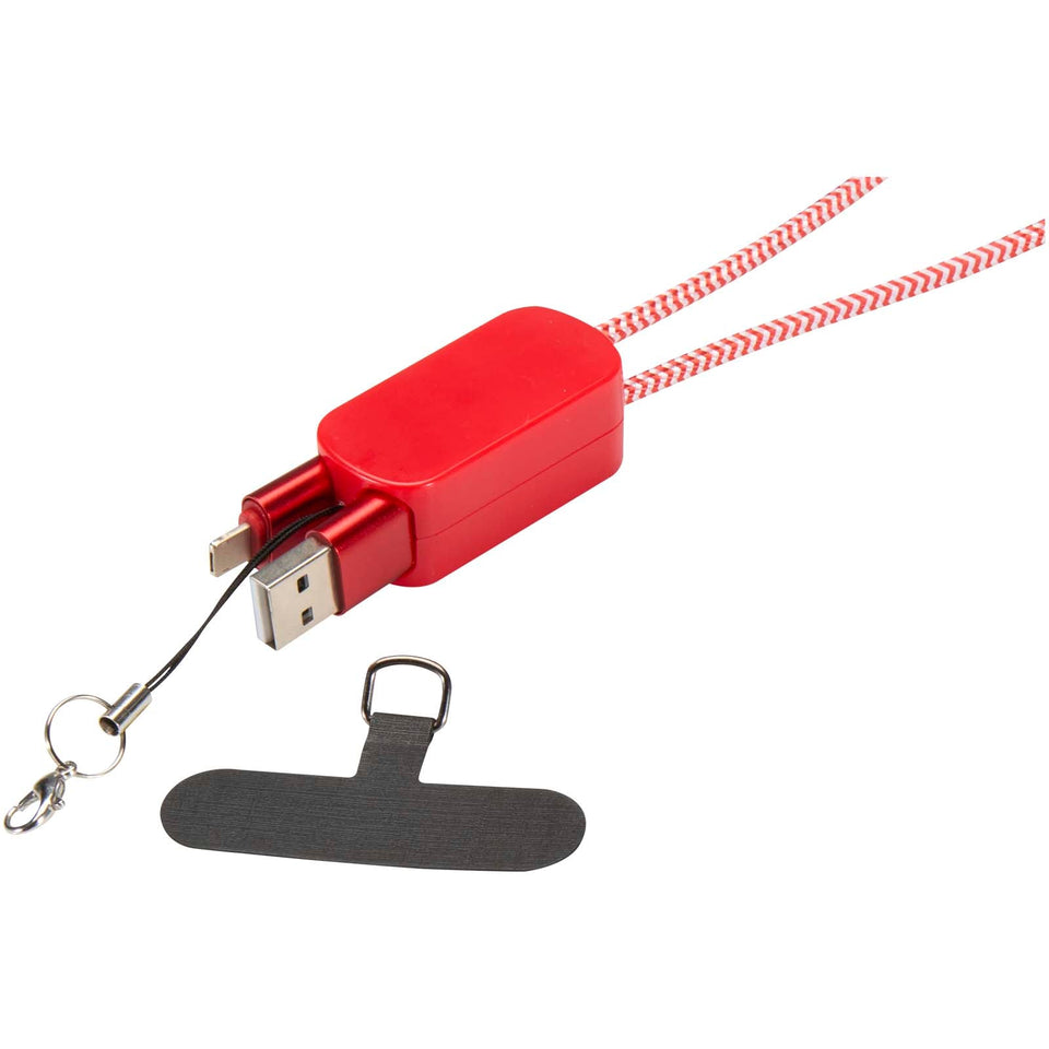 Lanyard per smartphone in plastica riciclata con cavo integrato 5-in-1 da 27 W Anser personalizzato con logo - Pubblienne