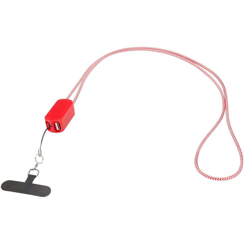 Lanyard per smartphone in plastica riciclata con cavo integrato 5-in-1 da 27 W Anser personalizzato con logo - Pubblienne