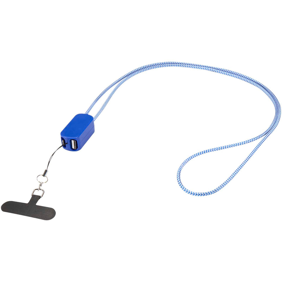 Lanyard per smartphone in plastica riciclata con cavo integrato 5-in-1 da 27 W Anser personalizzato con logo - Pubblienne