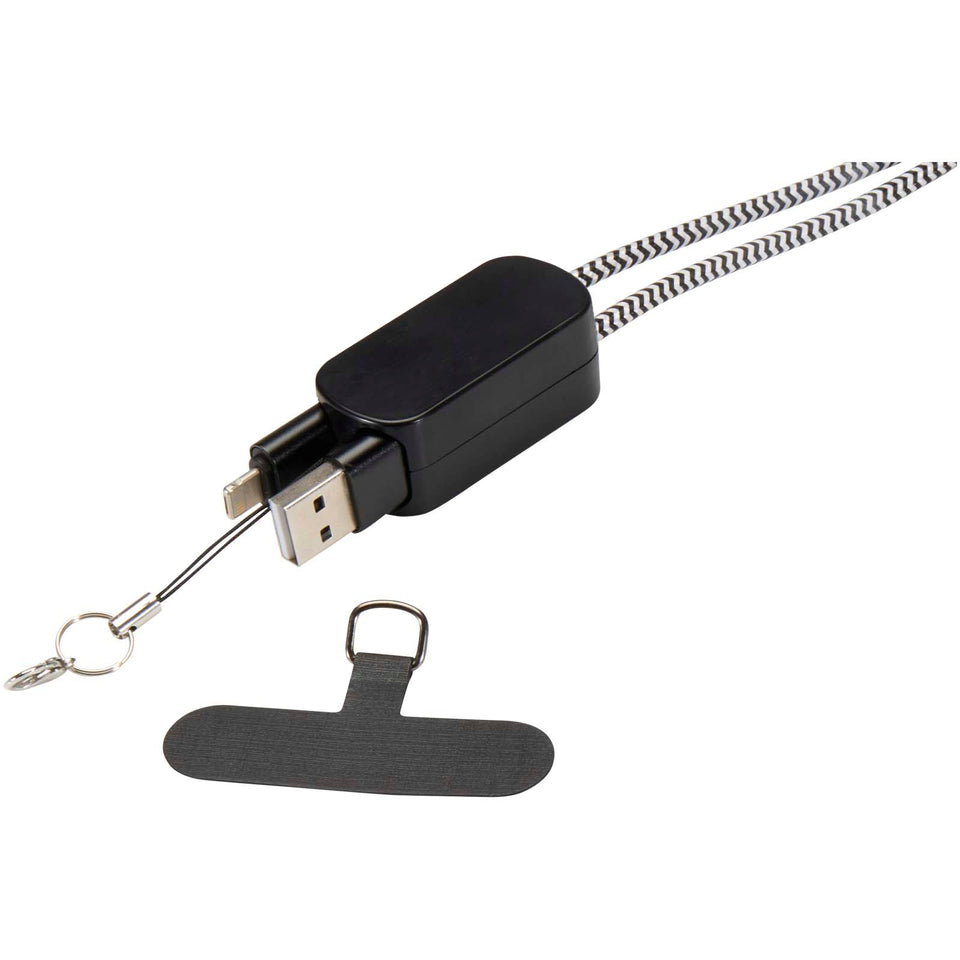 Lanyard per smartphone in plastica riciclata con cavo integrato 5-in-1 da 27 W Anser personalizzato con logo - Pubblienne