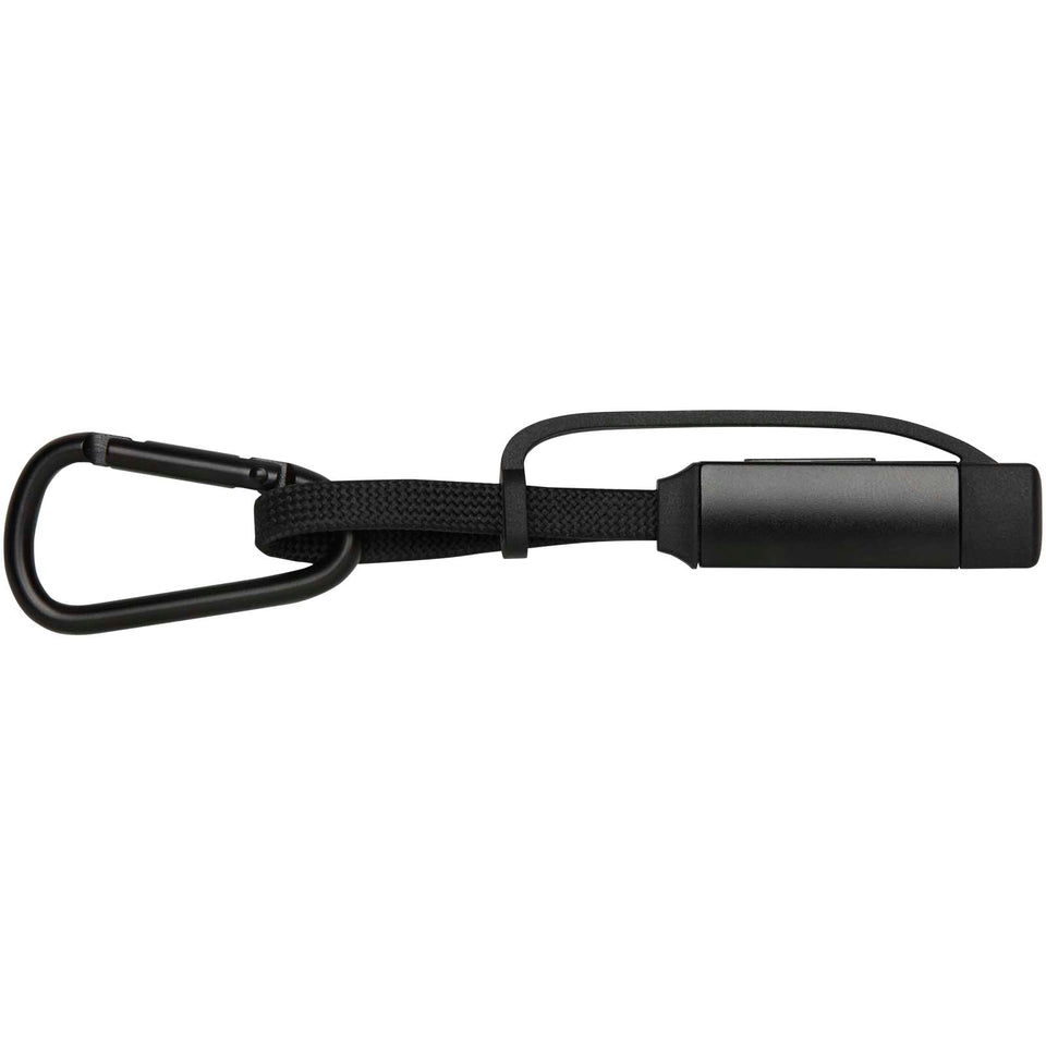 Cavo di ricarica da 65 W 3 in 1 in alluminio riciclato con moschettone Algieba personalizzato con logo - Pubblienne