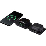 Caricabatterie wireless 3 in 1 da 15 W pieghevole in plastica riciclata Armus personalizzato con logo - Pubblienne