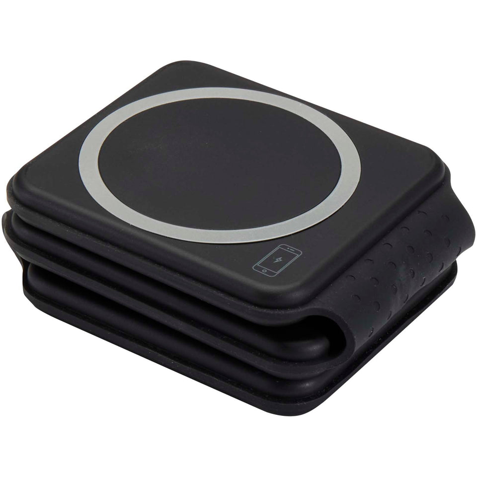 Caricabatterie wireless 3 in 1 da 15 W pieghevole in plastica riciclata Armus personalizzato con logo - Pubblienne