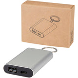 Power bank da 2000 mAh in alluminio riciclato con portachiavi Arcturus personalizzato con logo - Pubblienne