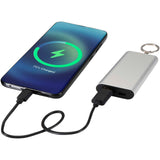 Power bank da 2000 mAh in alluminio riciclato con portachiavi Arcturus personalizzato con logo - Pubblienne