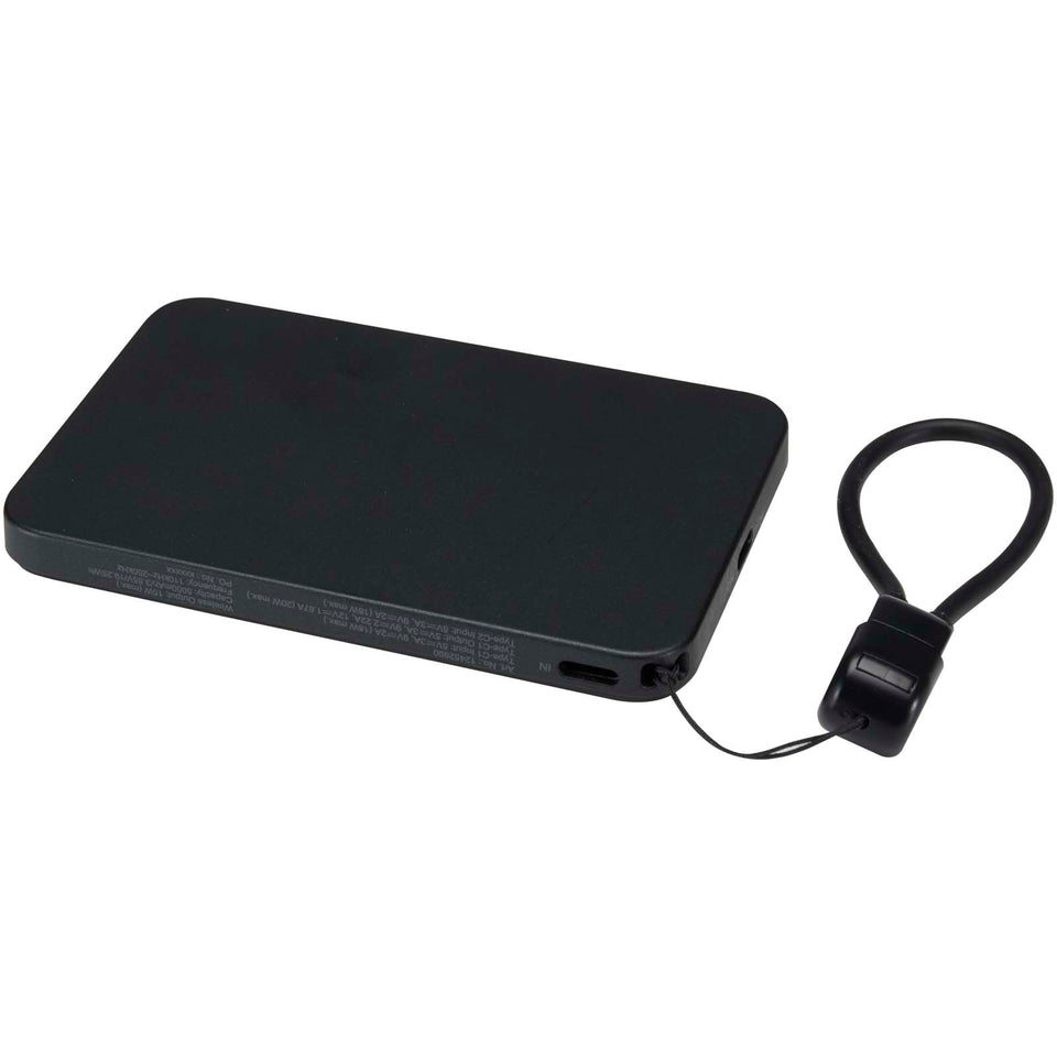 Power bank magnetico da 5000 mAh in plastica riciclata con lanyard SMART personalizzato con logo - Pubblienne
