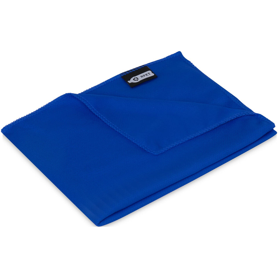 Asciugamano sportivo Raquel di raffreddamento in PET riciclato con pouch 80 x 30 cm personalizzato con logo - Pubblienne