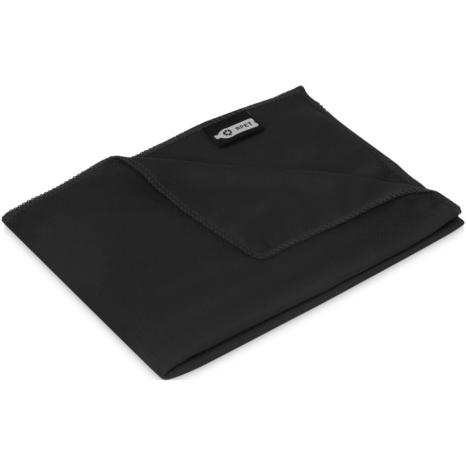 Asciugamano sportivo Raquel di raffreddamento in PET riciclato con pouch 80 x 30 cm personalizzato con logo - Pubblienne