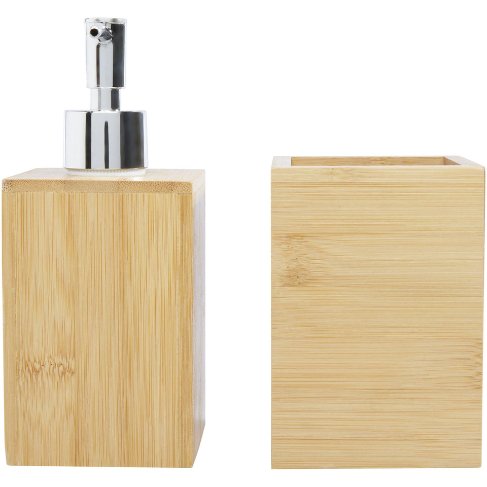 Set da bagno Hedon da 3 pezzi in bambù personalizzato con logo - Pubblienne