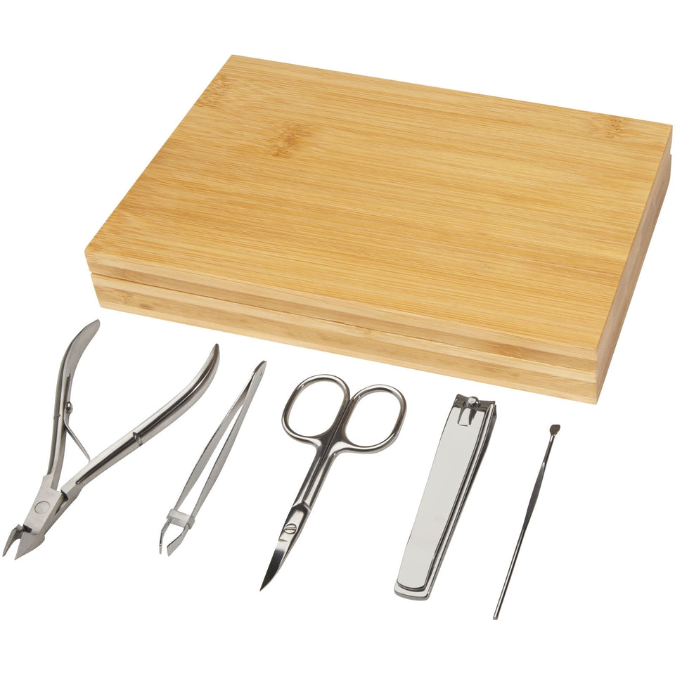 Set per manicure Ladia da 5 pezzi in bambù personalizzato con logo - Pubblienne