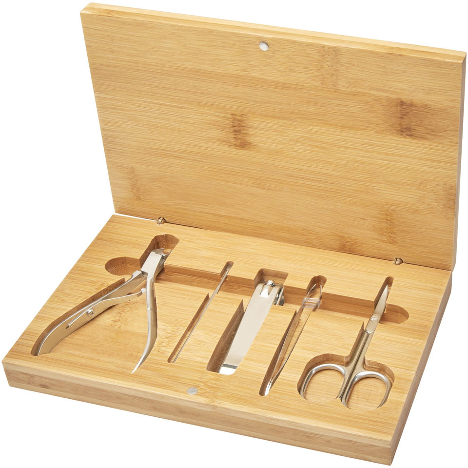 Set per manicure Ladia da 5 pezzi in bambù personalizzato con logo - Pubblienne