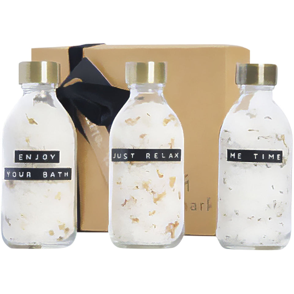 Set regalo di sali da bagno 3 pezzi da 200 ml Wellmark Just Relax personalizzato con logo - Pubblienne