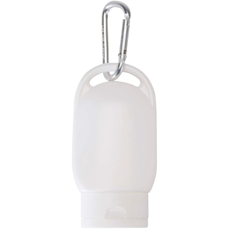 Crema solare SPF 30 con moschettone Rosie personalizzato con logo - Pubblienne