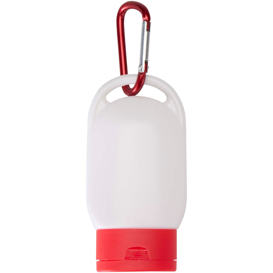Crema solare SPF 30 con moschettone Rosie personalizzato con logo - Pubblienne