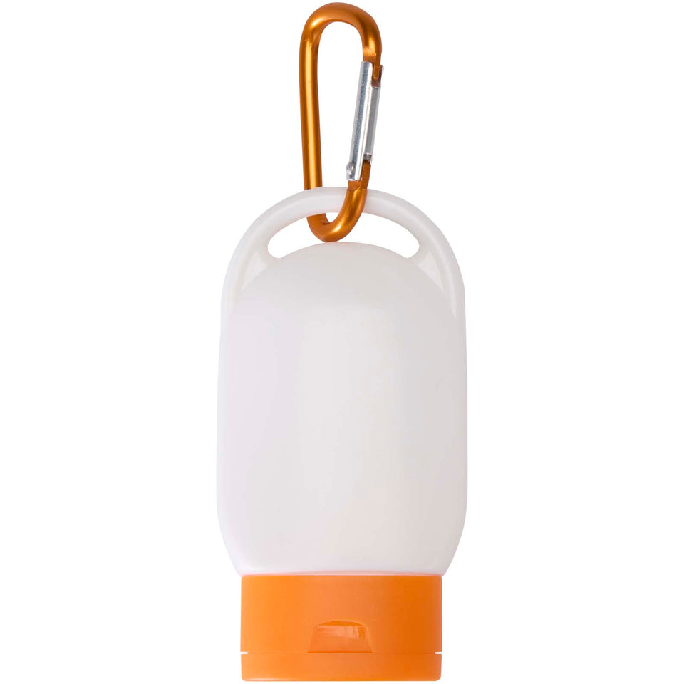 Crema solare SPF 30 con moschettone Rosie personalizzato con logo - Pubblienne
