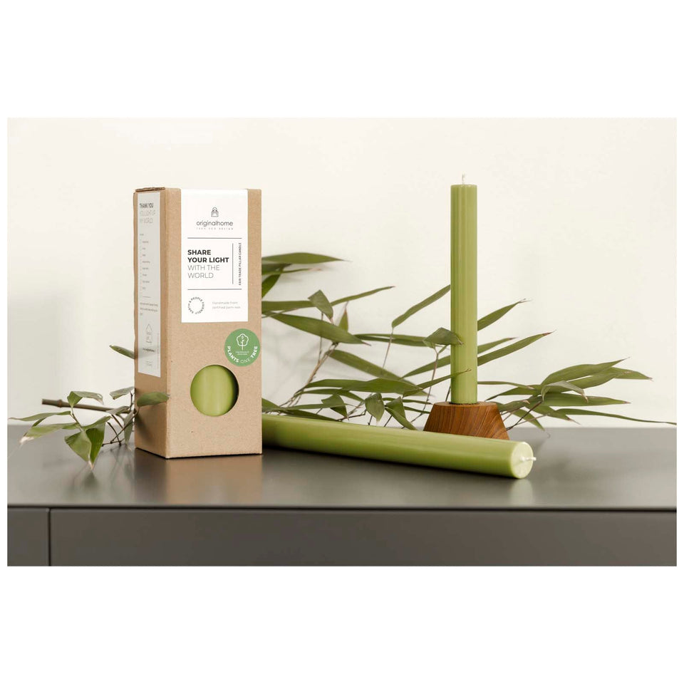 Candela Dinner Matcha verde Originalhome personalizzato con logo - Pubblienne