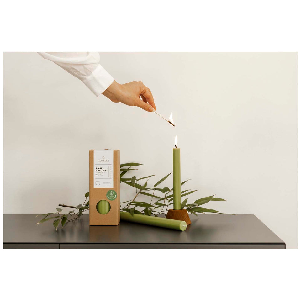 Candela Dinner Matcha verde Originalhome personalizzato con logo - Pubblienne