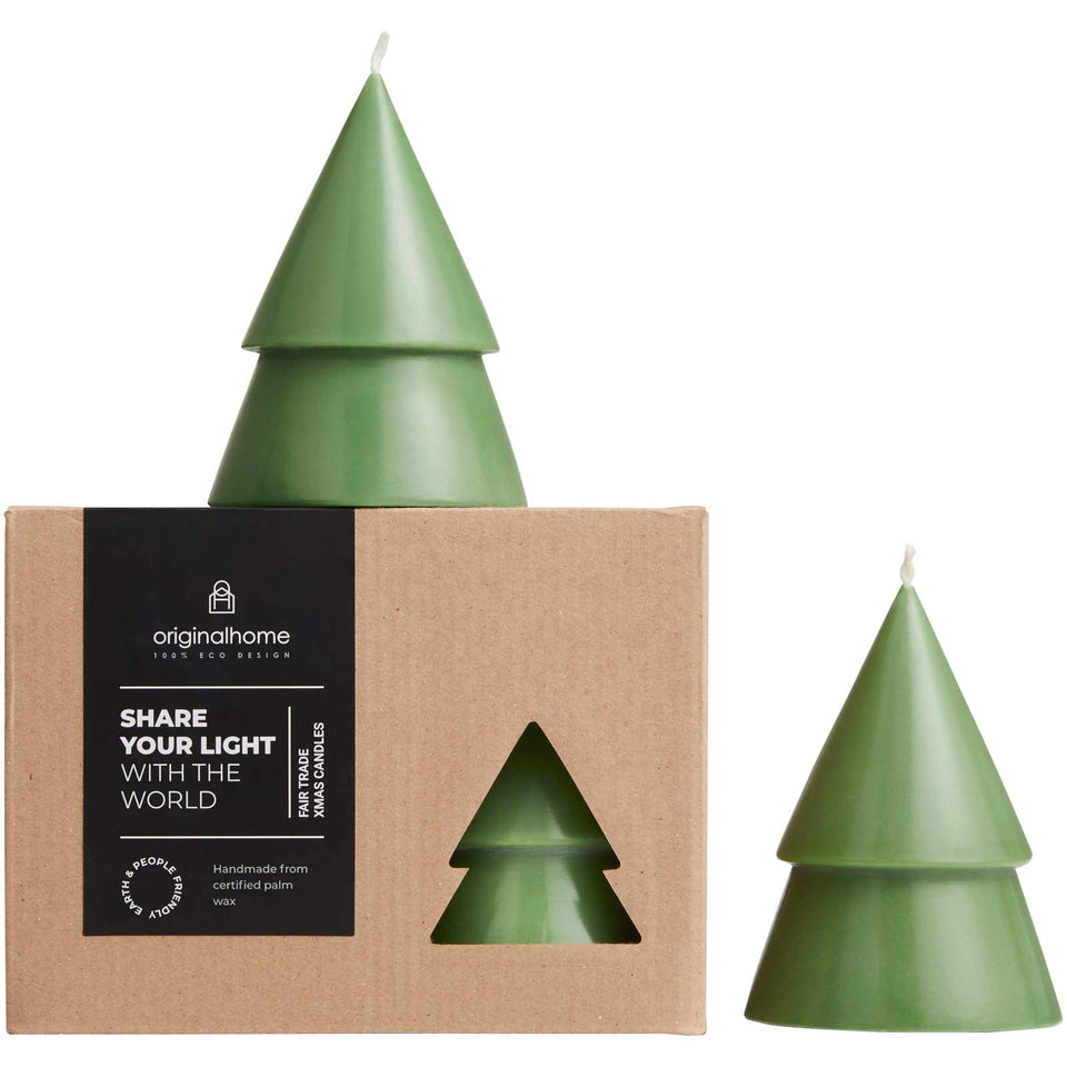 Set di due Candele a forma di albero di Natale - formato medio Originalhome personalizzato con logo - Pubblienne