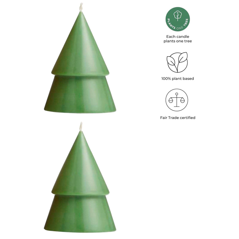 Set di due Candele a forma di albero di Natale - formato medio Originalhome personalizzato con logo - Pubblienne