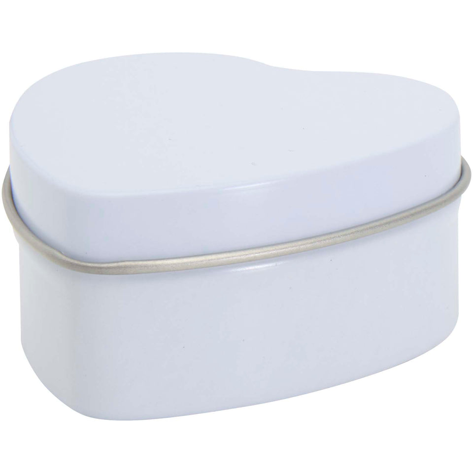 Candela in scatola di latta a forma di cuore all'aroma di vaniglia Blissful personalizzato con logo - Pubblienne