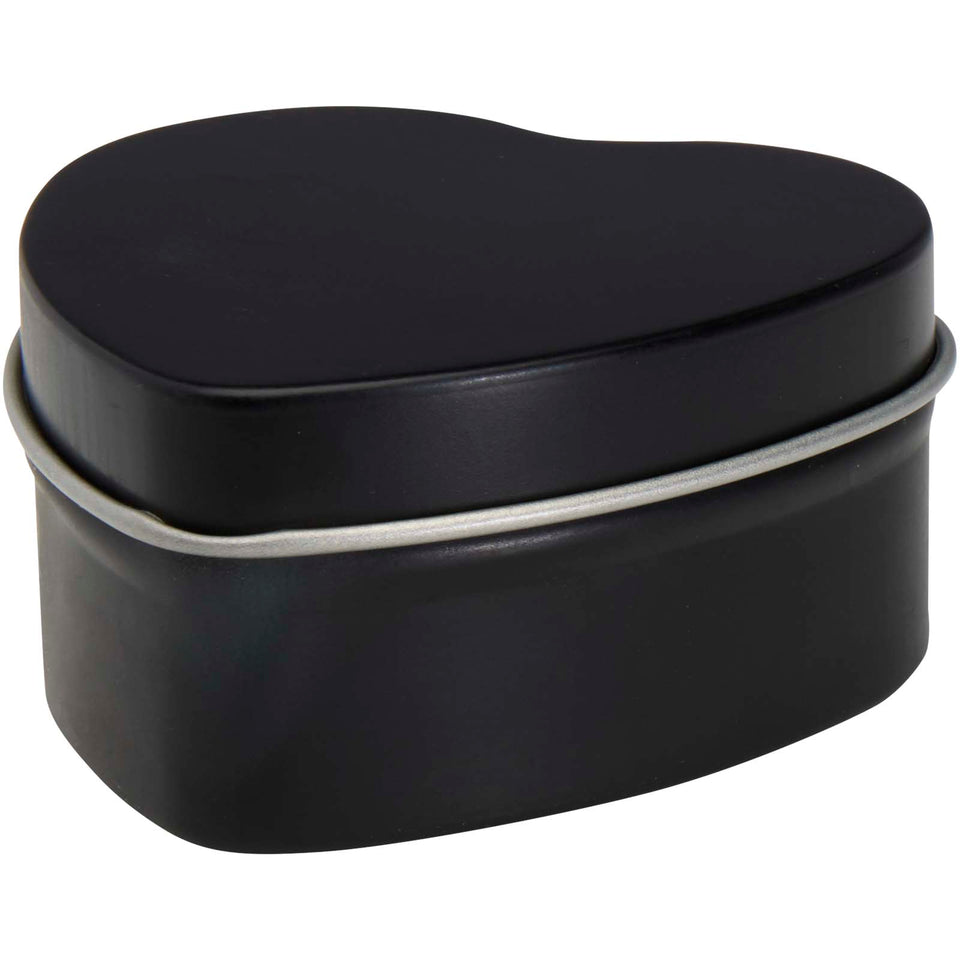 Candela in scatola di latta a forma di cuore all'aroma di vaniglia Blissful personalizzato con logo - Pubblienne