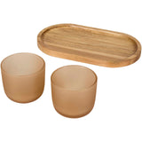 Set di vassoio da portata in legno con set di bicchieri in vetro con finitura opaca Male personalizzato con logo - Pubblienne