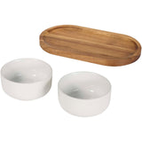 Set di vassoio in legno e ciotole da portata in ceramica Noa personalizzato con logo - Pubblienne