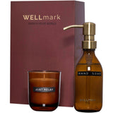 Set di dispenser di sapone per le mani da 250 ml e candela profumata da 150 g Wellmark Discovery personalizzato con logo - Pubblienne
