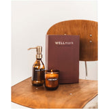 Set di dispenser di sapone per le mani da 250 ml e candela profumata da 150 g Wellmark Discovery personalizzato con logo - Pubblienne