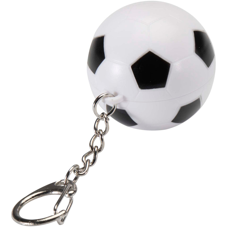 Lucidalabbra alla vaniglia a forma di pallone da calcio con fattore di protezione solare 15 e portachiavi Rami personalizzato con logo - Pubblienne