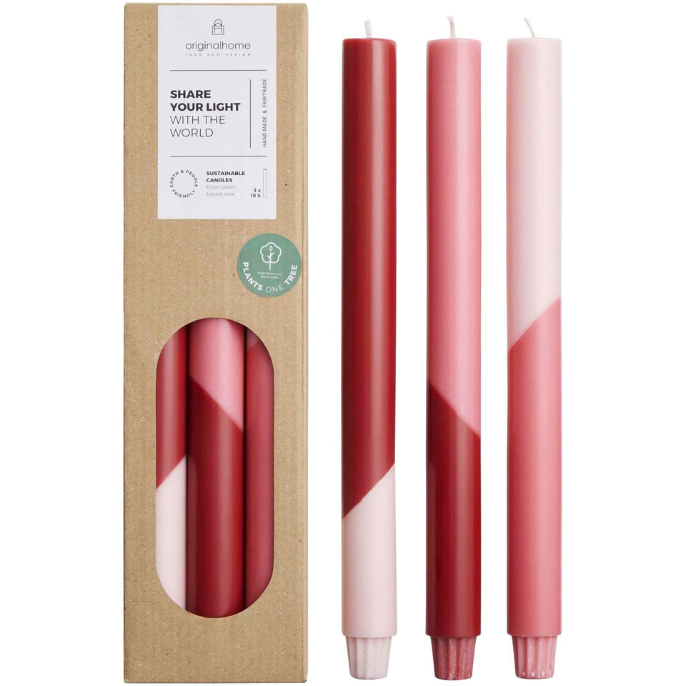 Set di 3 candele con design a colori diagonali Originalhome Eden personalizzato con logo - Pubblienne